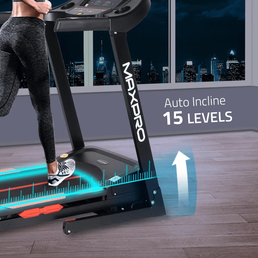 MAXPRO Torque Auto Incline Treadmill for home gym | 4.5Hp Peak DC Motor | 15Level Auto Incline | Max. Speed 14Km/Hr,120KG User Weight,Fitshow App, Free Diet Plan,Home Use Foldable Treadmill(PTM405IDC)