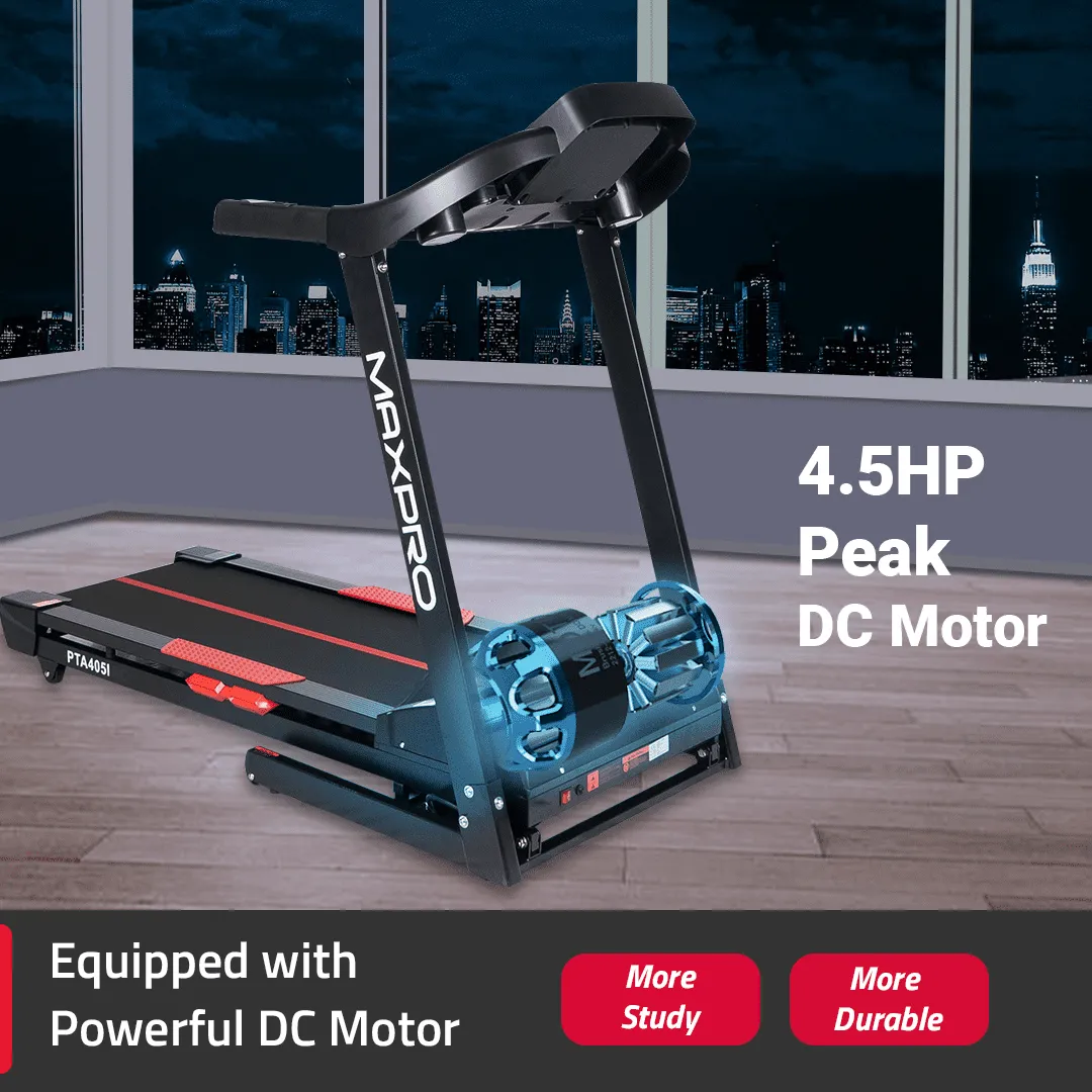 MAXPRO Torque Auto Incline Treadmill for home gym | 4.5Hp Peak DC Motor | 15Level Auto Incline | Max. Speed 14Km/Hr,120KG User Weight,Fitshow App, Free Diet Plan,Home Use Foldable Treadmill(PTM405IDC)