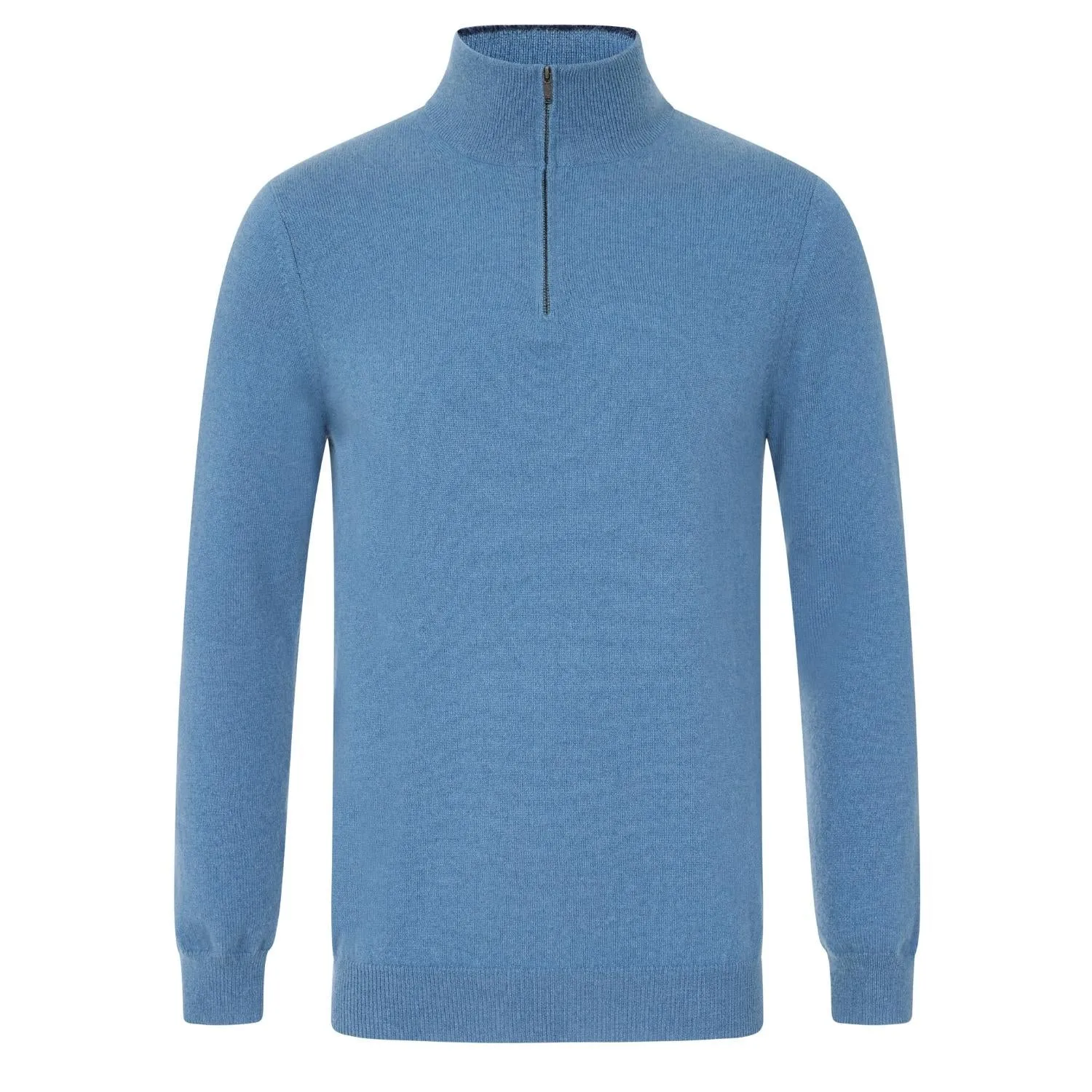 Mens Cashmere Half Zip Sweater in Marina Blue