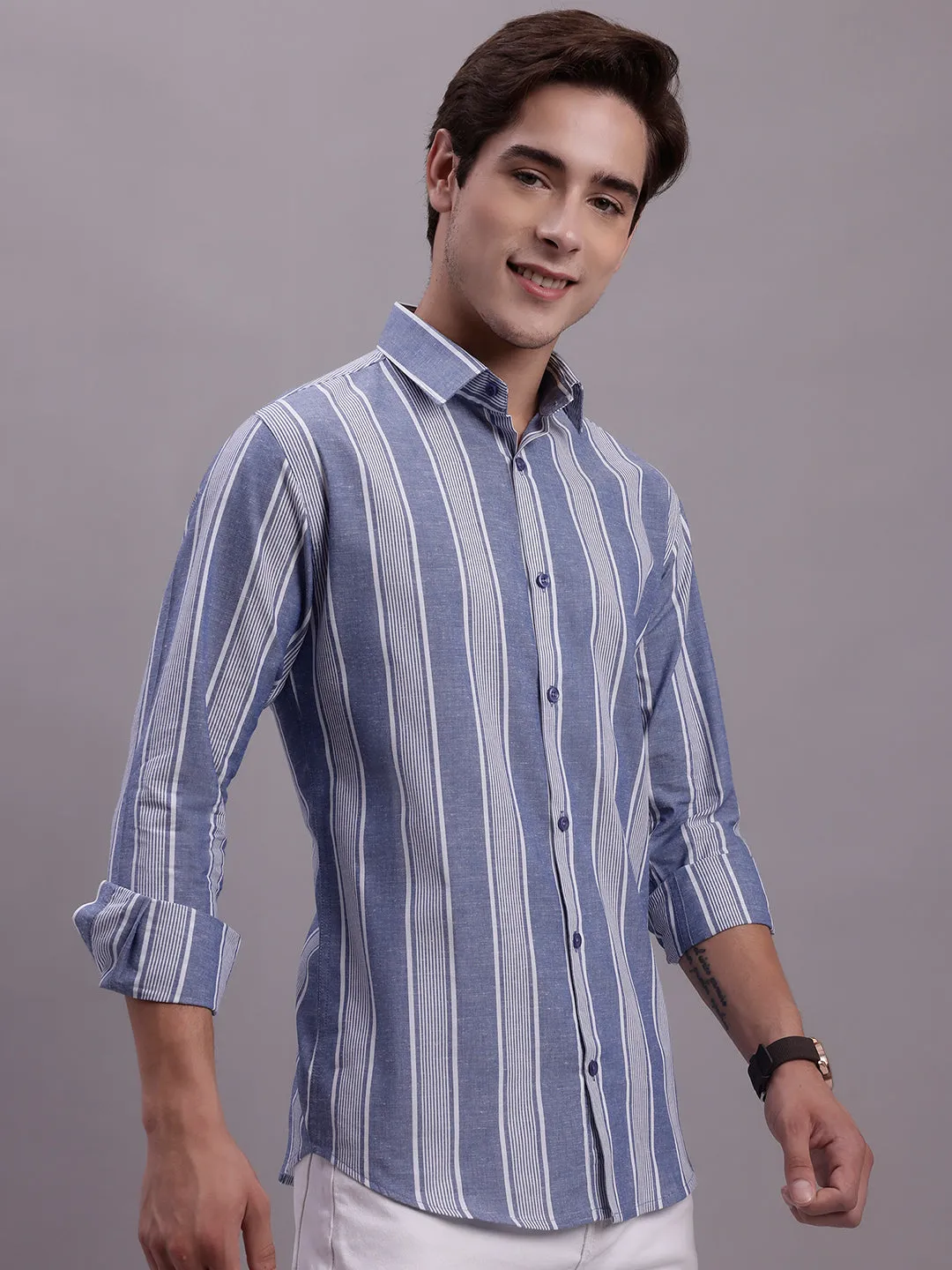 Men'S Striped Casual Shirt