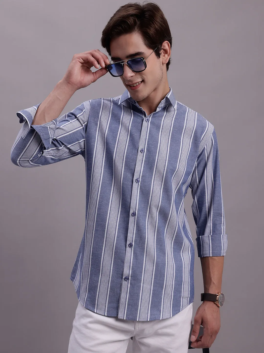 Men'S Striped Casual Shirt