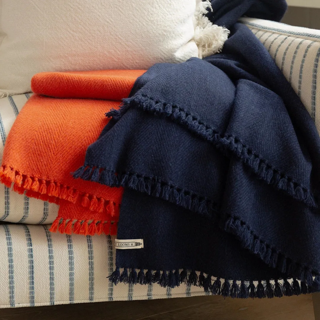 Midnight Blue Handwoven Cashmere Throw