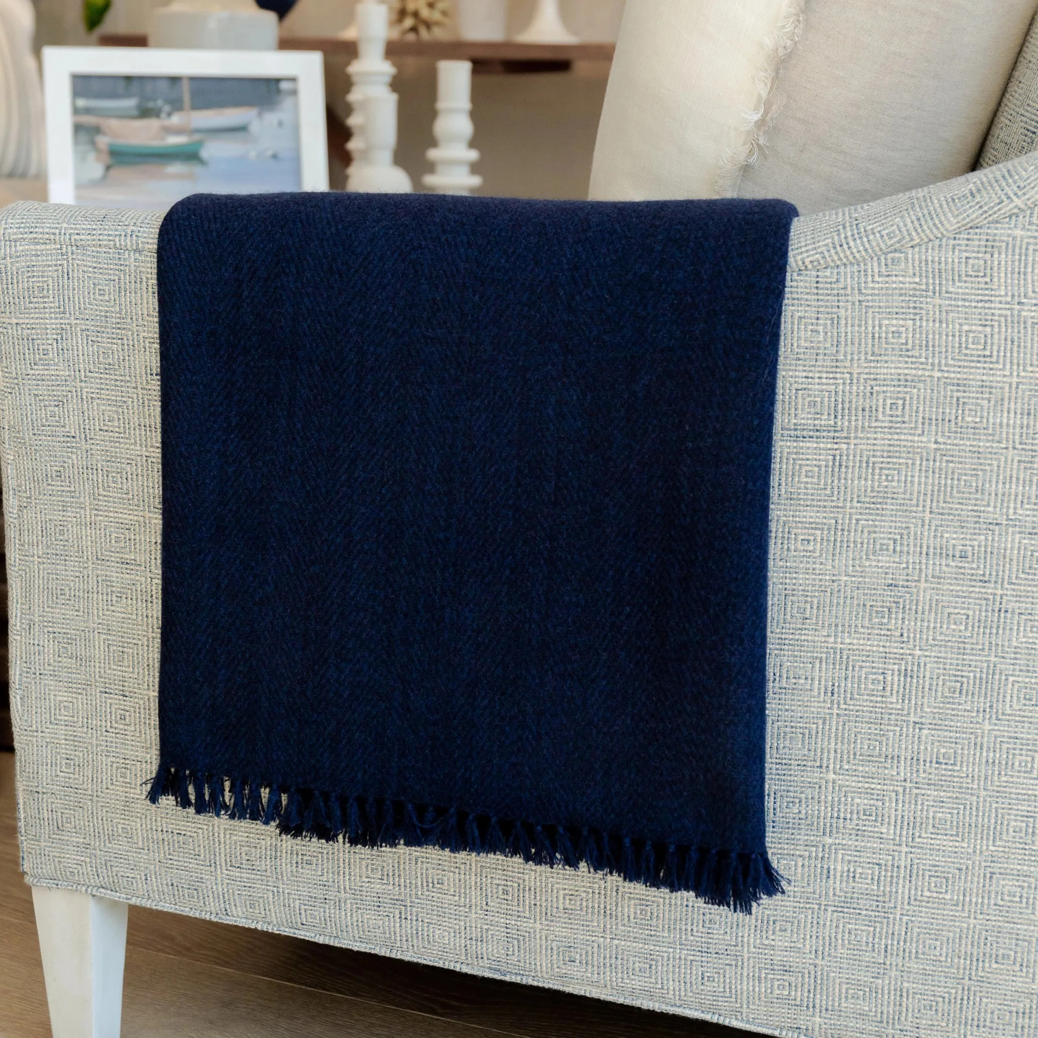 Midnight Blue Handwoven Cashmere Throw