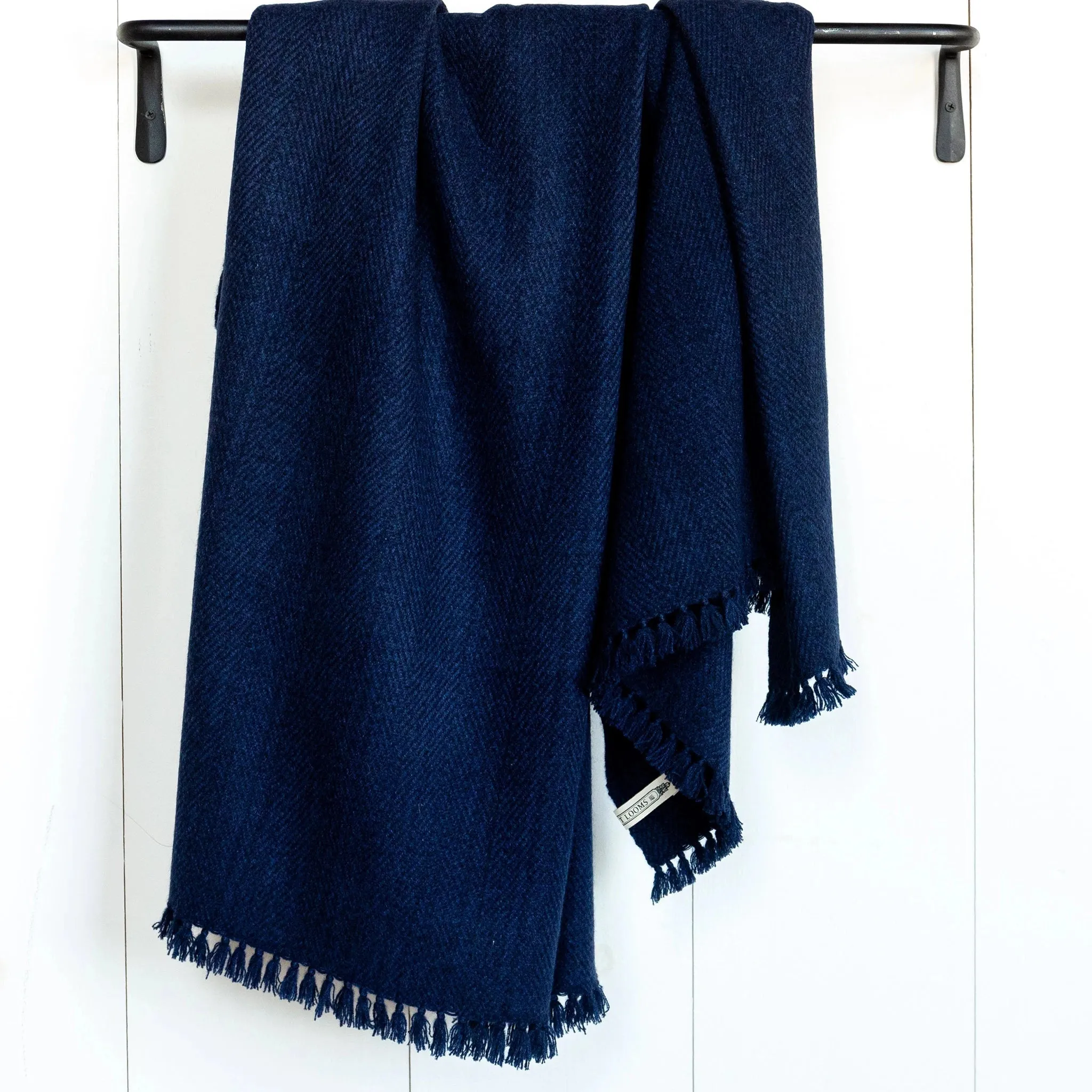 Midnight Blue Handwoven Cashmere Throw