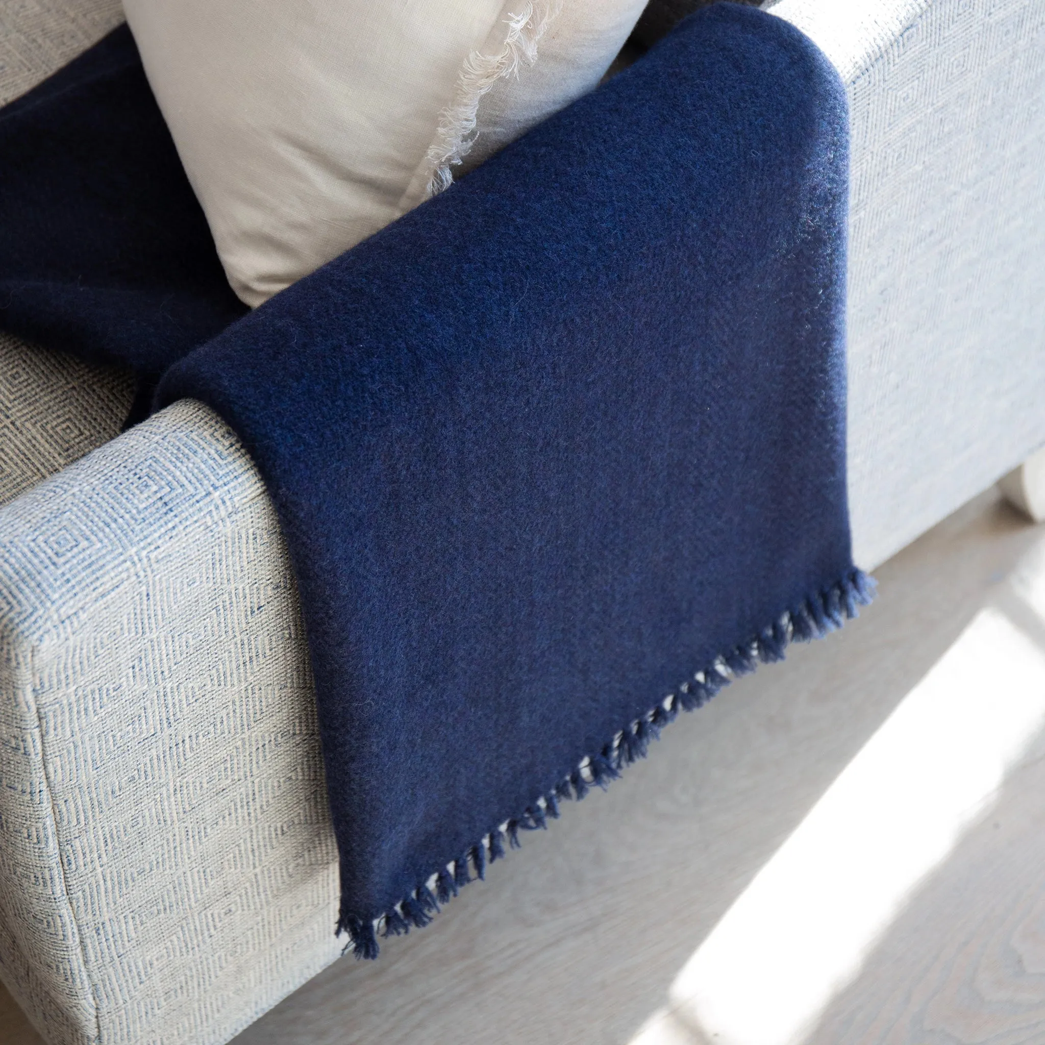 Midnight Blue Handwoven Cashmere Throw