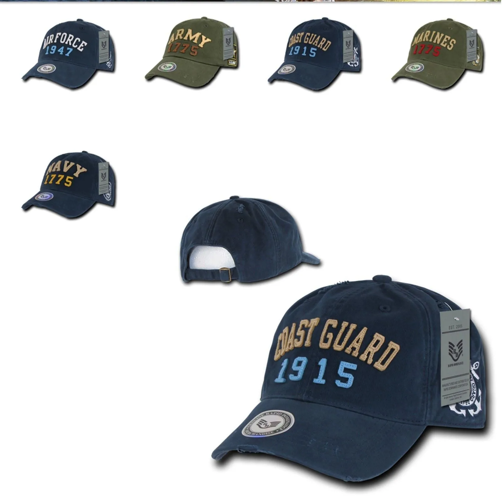 Military Vintage Washed Cotton Polo Distressed Baseball Dad Hats Caps