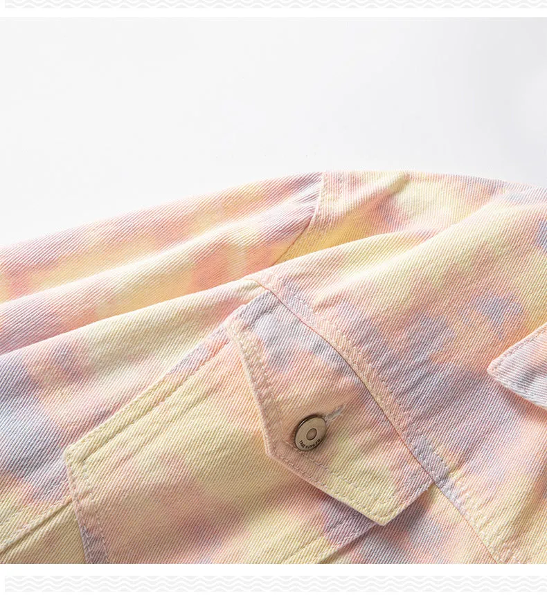 Multicolor Tie-Dye Style Street Jacket