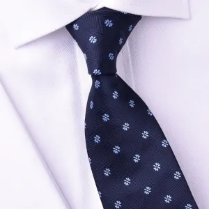 Navy Blue Herringbone Twill Electric Shock Emblem 8cm Tie