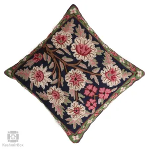 Navy n Pink Floral Bouquet Handmade Cushion Cover