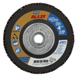 Norton 4-1/2 x 5/8 - 11 In. Blaze Fiberglass HD Flat Flap Disc T27 40 Grit R980P CA 10 Count