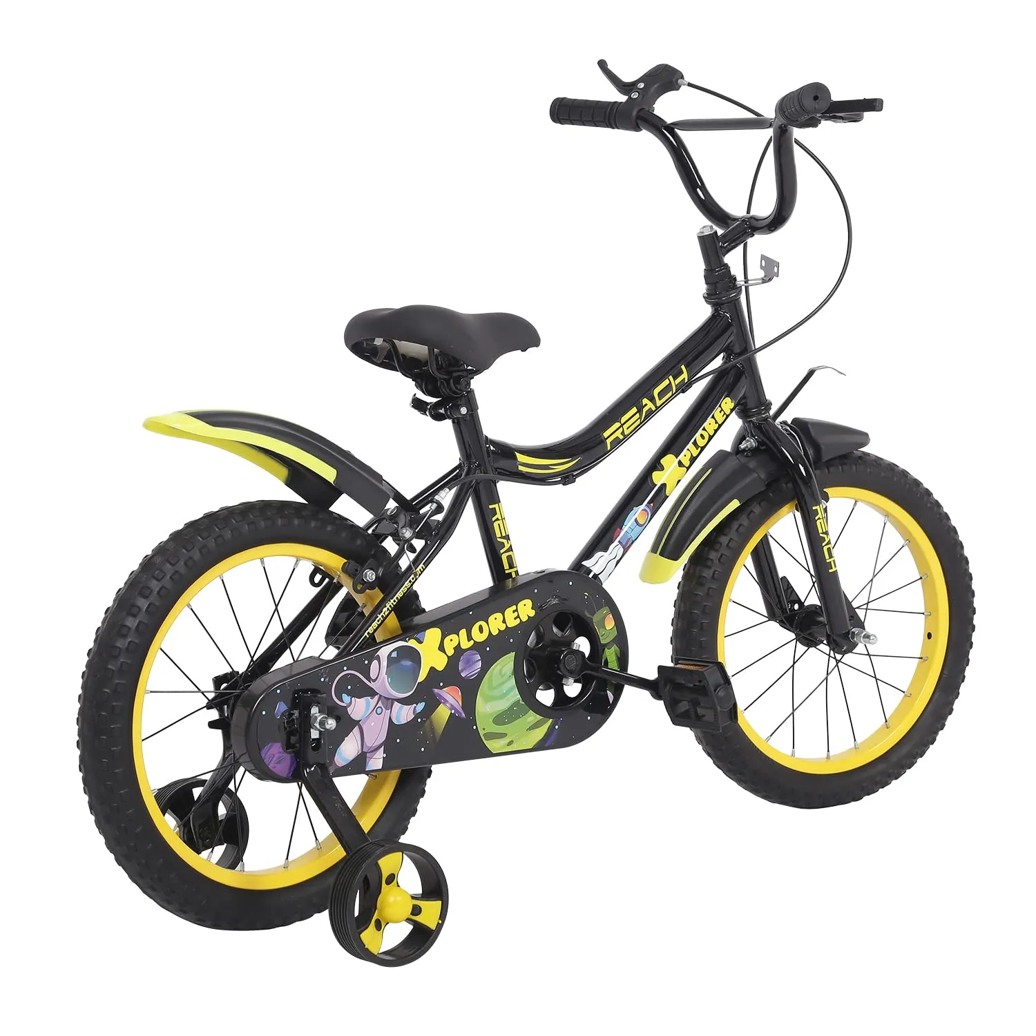 REACH Xplorer Kids Cycle 16T with Training Wheels | for Boys and Girls | 90% Assembled | Frame Size: 12" | Ideal for Height: 3 ft 8 inch  | Ideal for ages 4-8 years