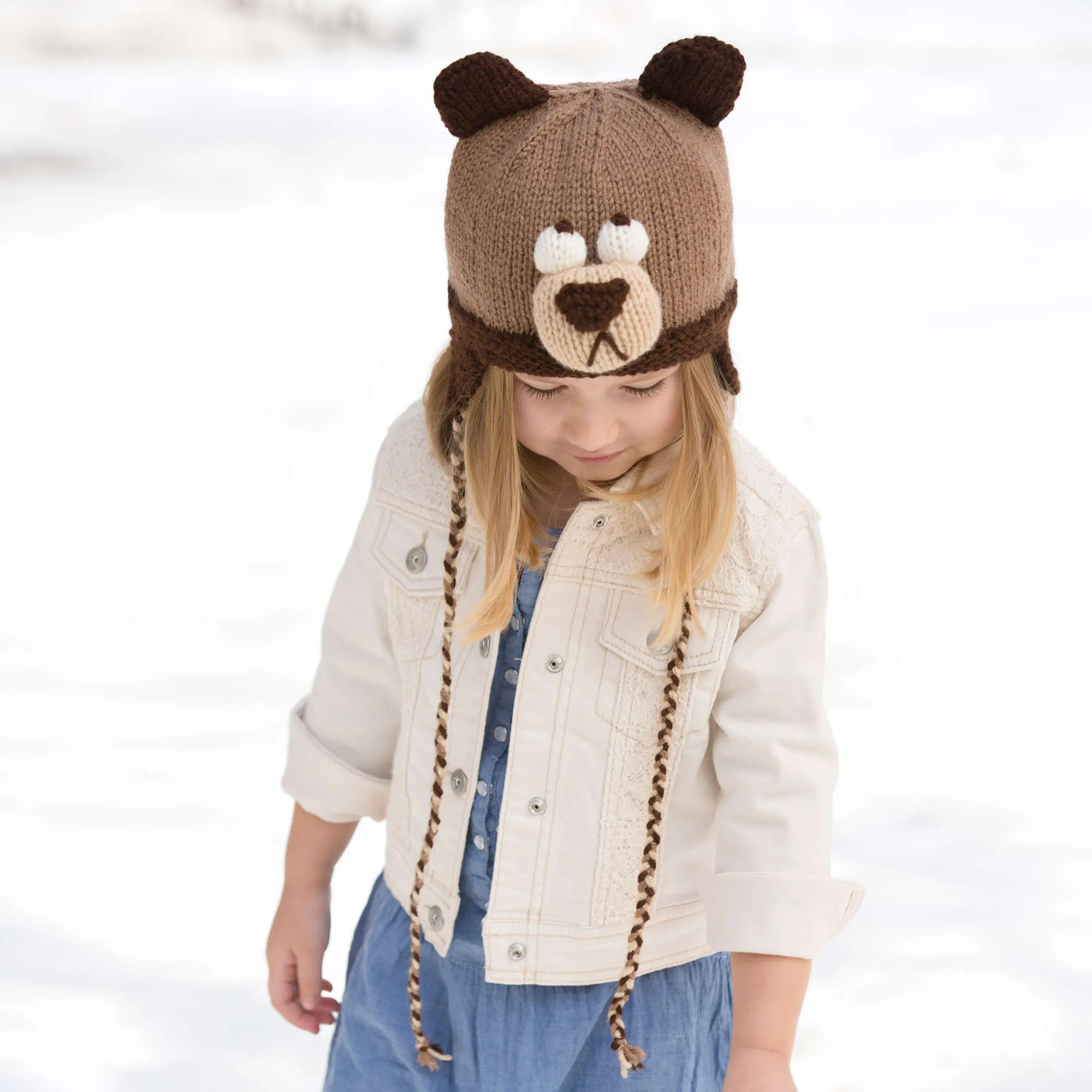 Red Heart Knit Bashful Bear Hat