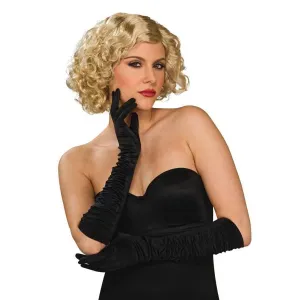 Rubies Satin Elbow Gloves - Black