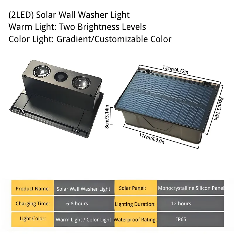 Solar Wall Lights for Outdoor Garden, Patio, and Balcony – Waterproof Solar Wall Wash Lights