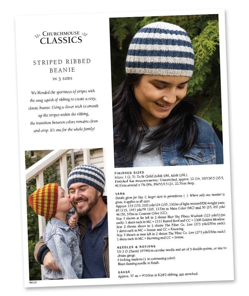 Striped Ribbed Beanie Using Brooklyn Tweed Tones