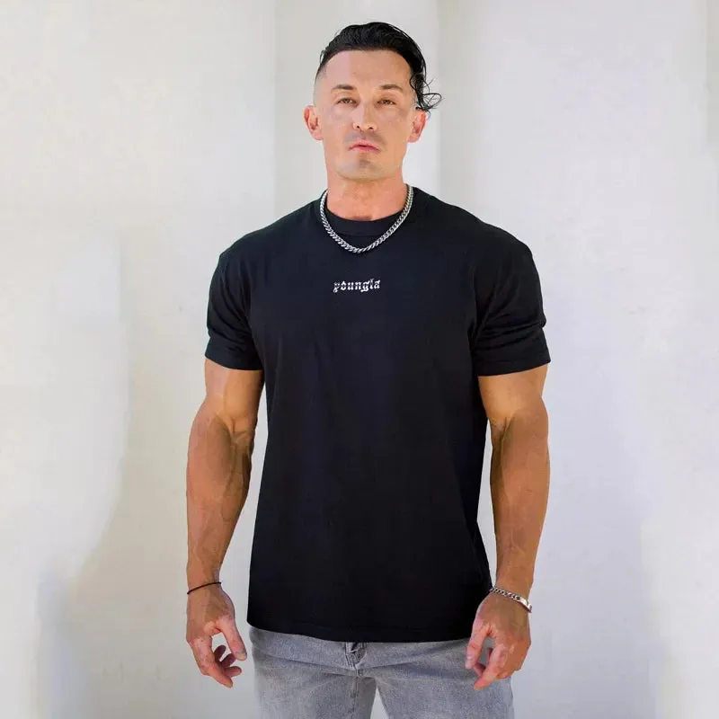 Summer new Men's T-Shirts Sports Casual Cotton Short Sleeve Jogger Gym Running Training Stretch T-Shirt Fashion Clothing male