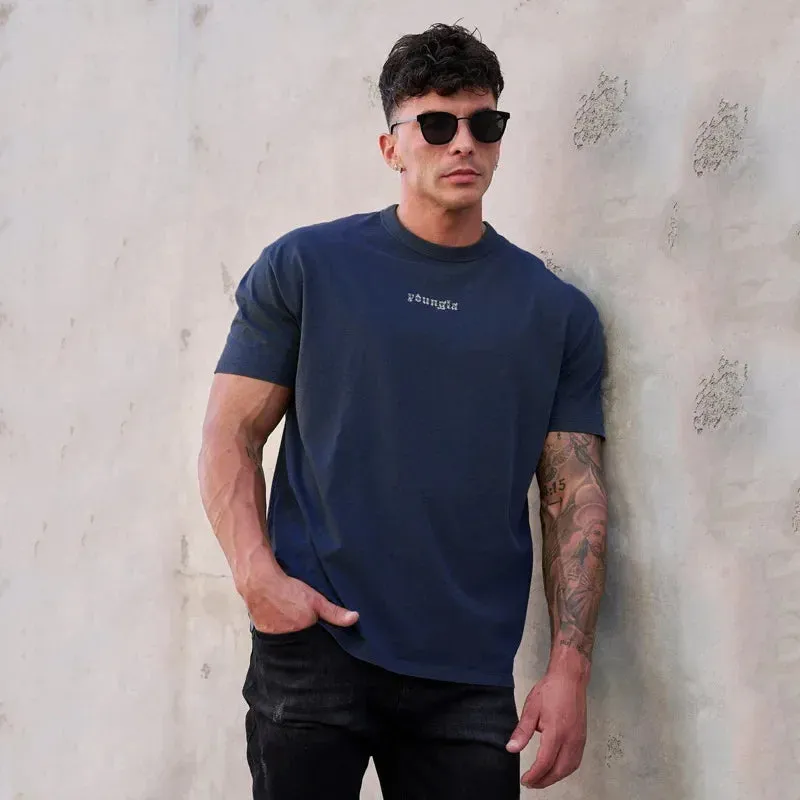 Summer new Men's T-Shirts Sports Casual Cotton Short Sleeve Jogger Gym Running Training Stretch T-Shirt Fashion Clothing male