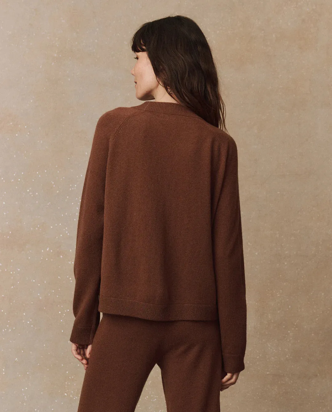 The Cashmere Varsity Cardigan- Santal