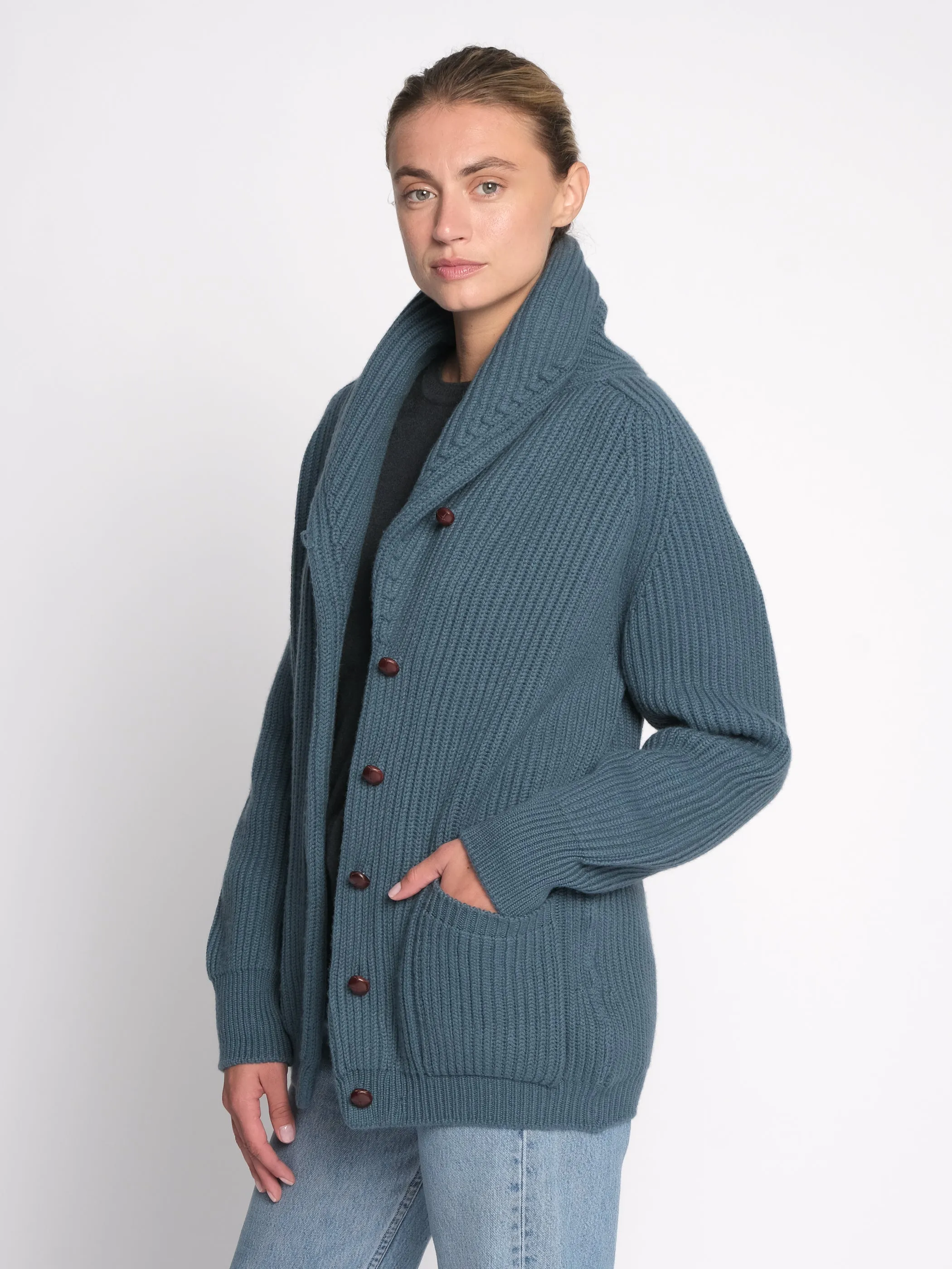 THE KENNEDY CARDIGAN | Aqua Grey