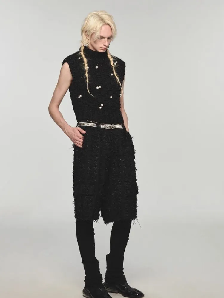 Turtleneck beaded sleeveless vest【s0000004157】