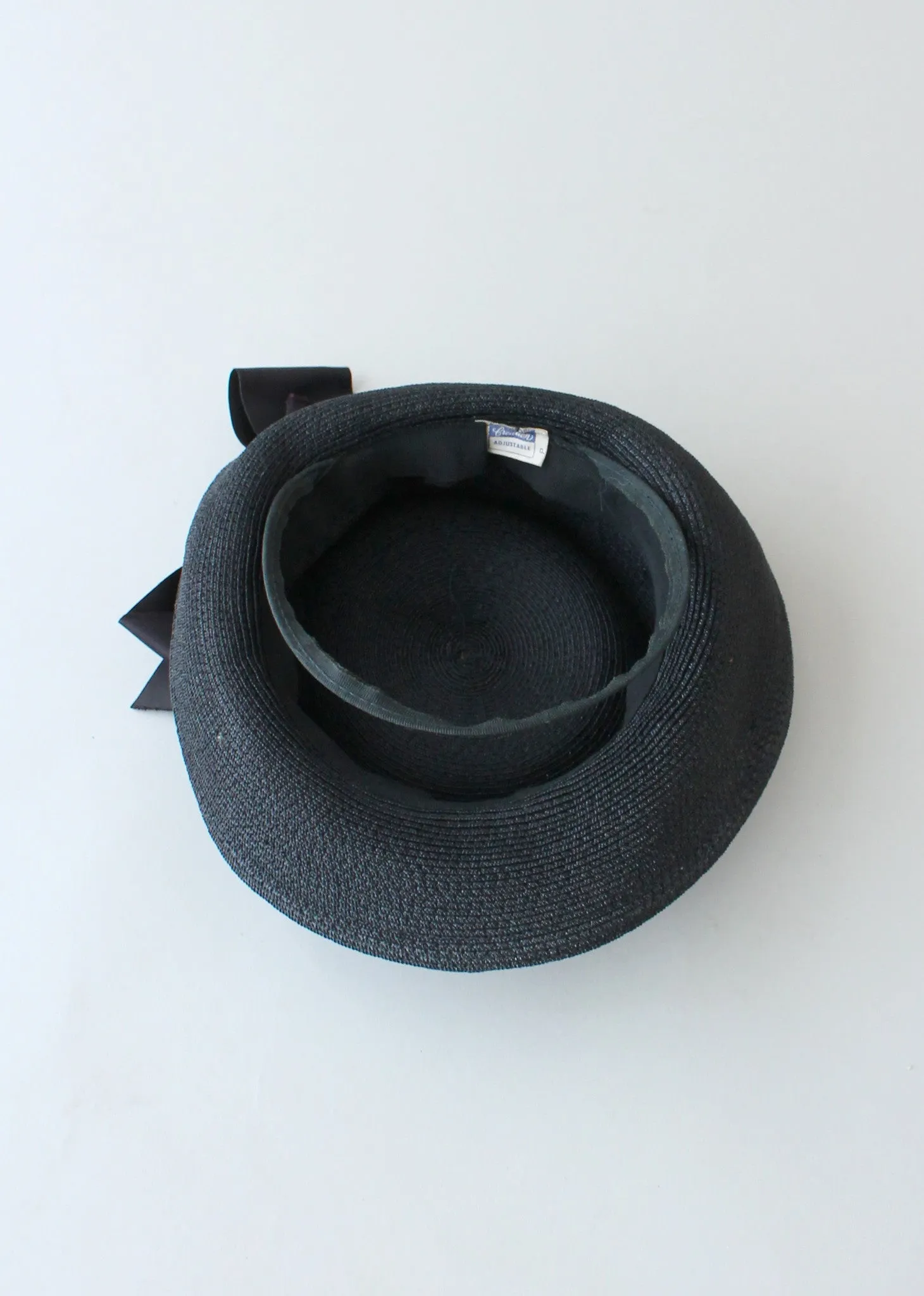 Vintage 1940s Black Straw Tilt Riding Hat