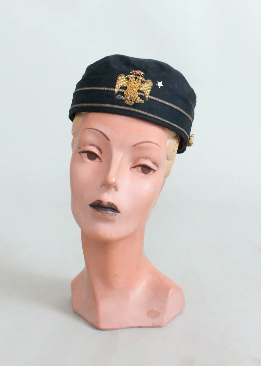 Vintage 1950s Metallic Embroidered Masonic Cap