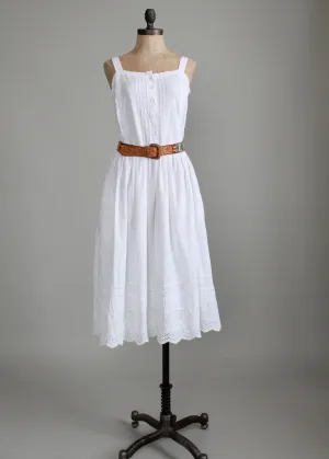 Vintage 1970s White Cotton Eyelet Sundress