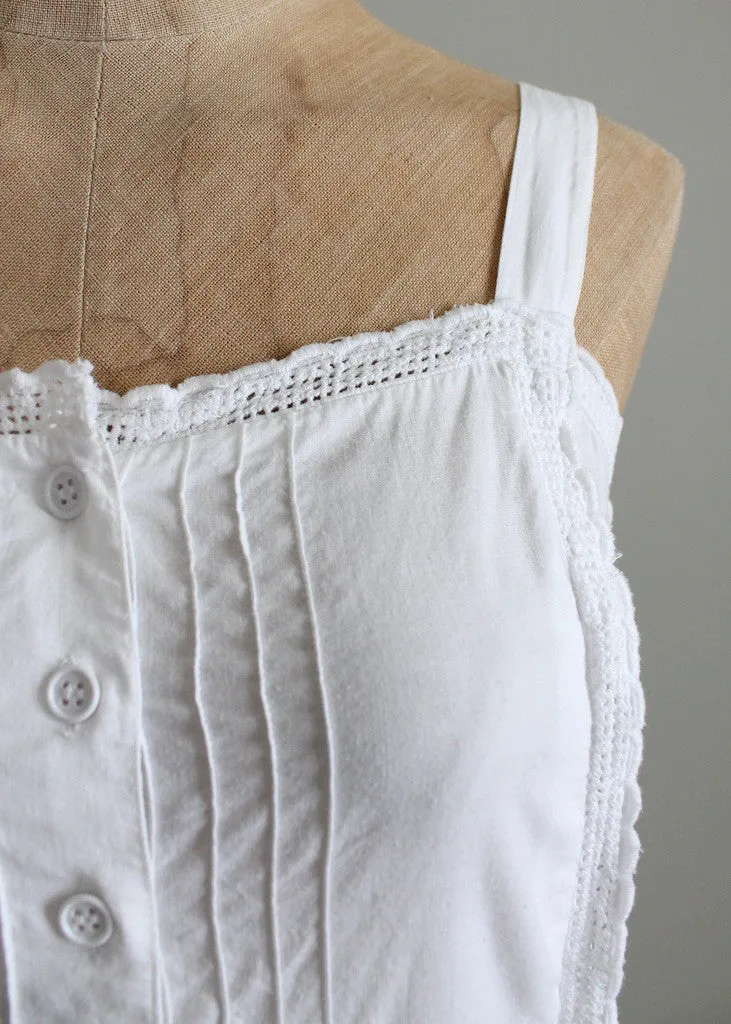 Vintage 1970s White Cotton Eyelet Sundress