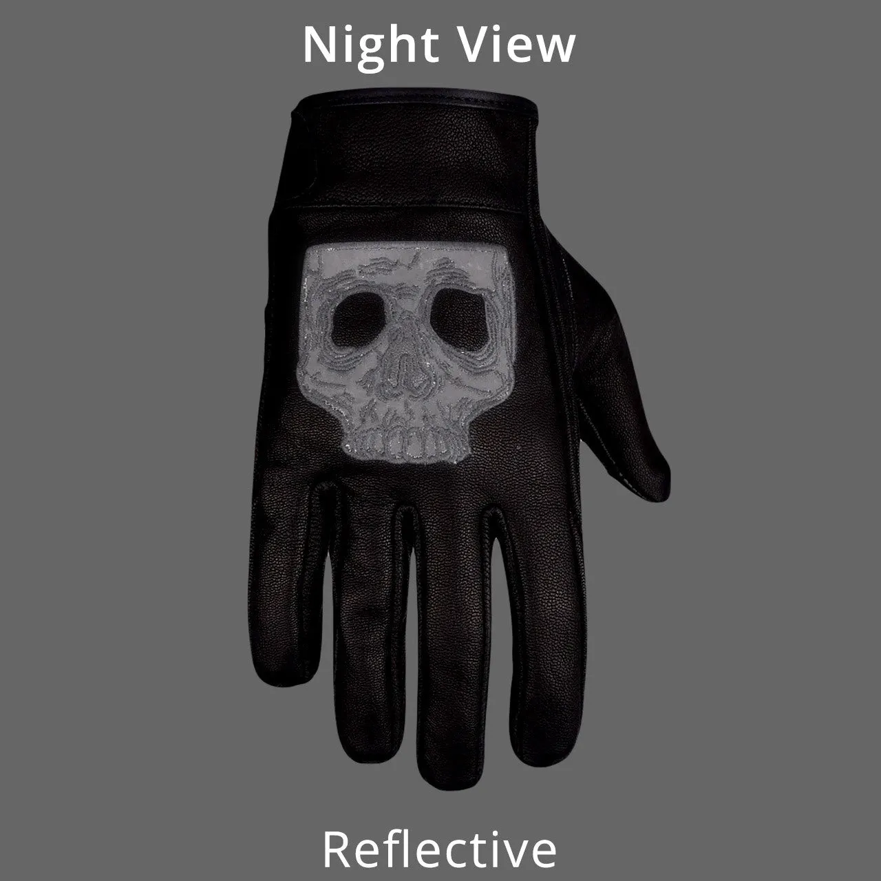 VL475SK Gel Palm Riding Gloves with Skull