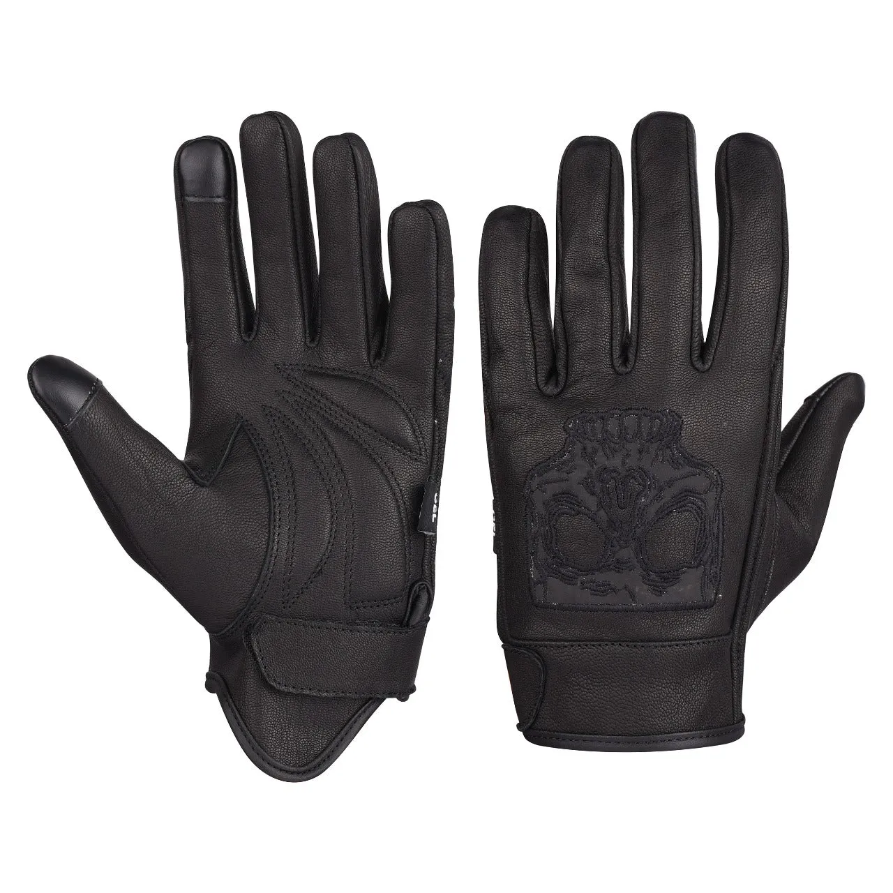 VL475SK Gel Palm Riding Gloves with Skull