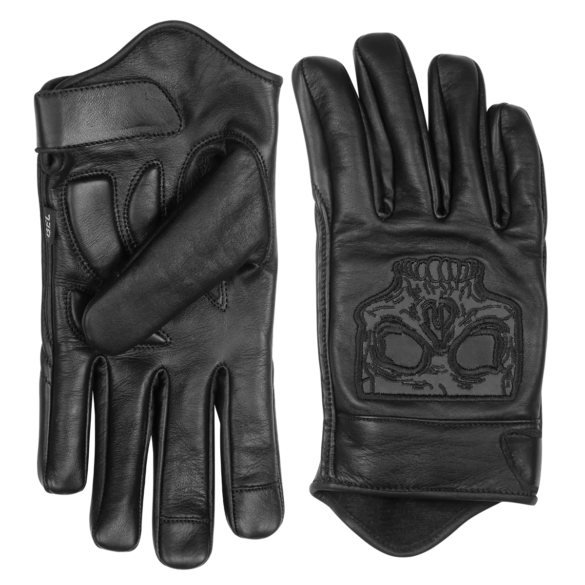 VL475SK Gel Palm Riding Gloves with Skull