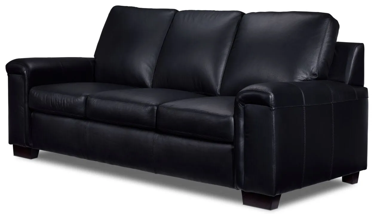 Webster Leather Sofa And Chair Set - Black