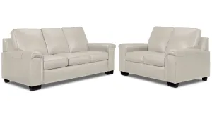 Webster Leather Sofa and Loveseat Set - Silver Grey