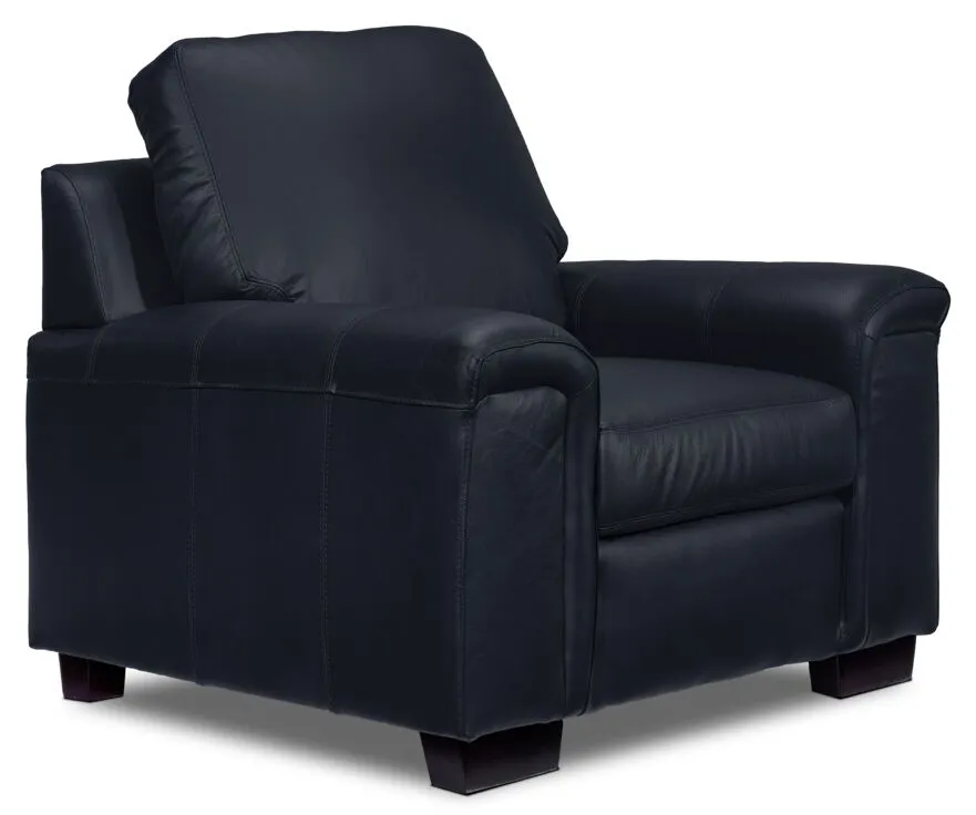 Webster Leather Sofa, Loveseat and Chair Set - Navy