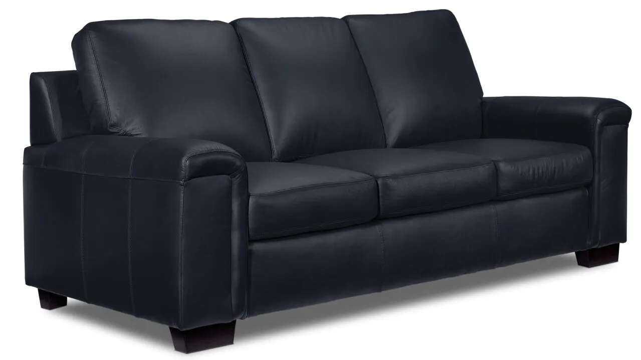 Webster Leather Sofa, Loveseat and Chair Set - Navy