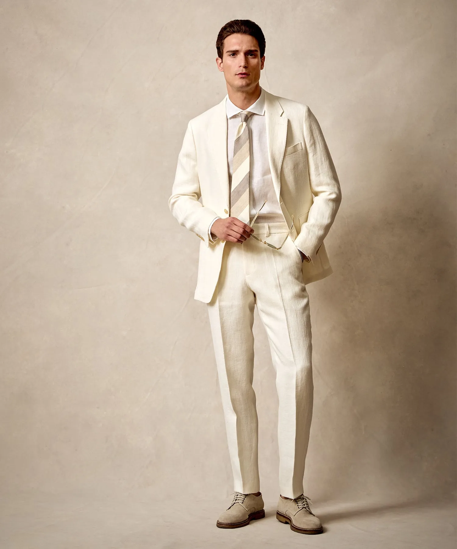 White Broken Herringbone Sutton Suit Jacket