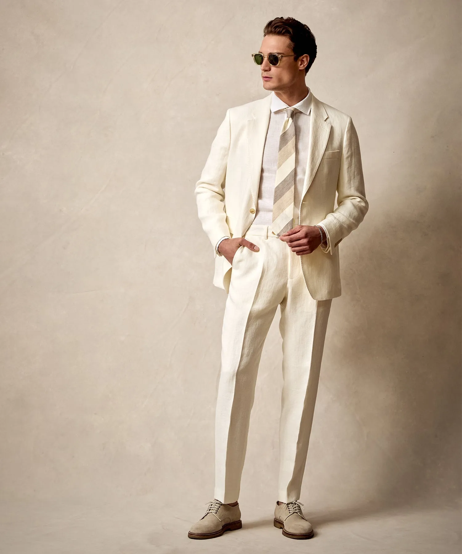 White Broken Herringbone Sutton Suit Jacket