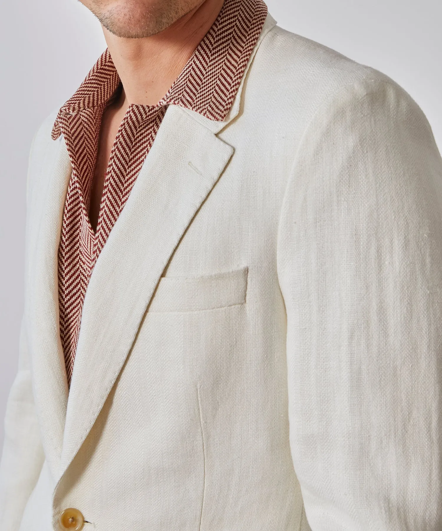 White Broken Herringbone Sutton Suit Jacket