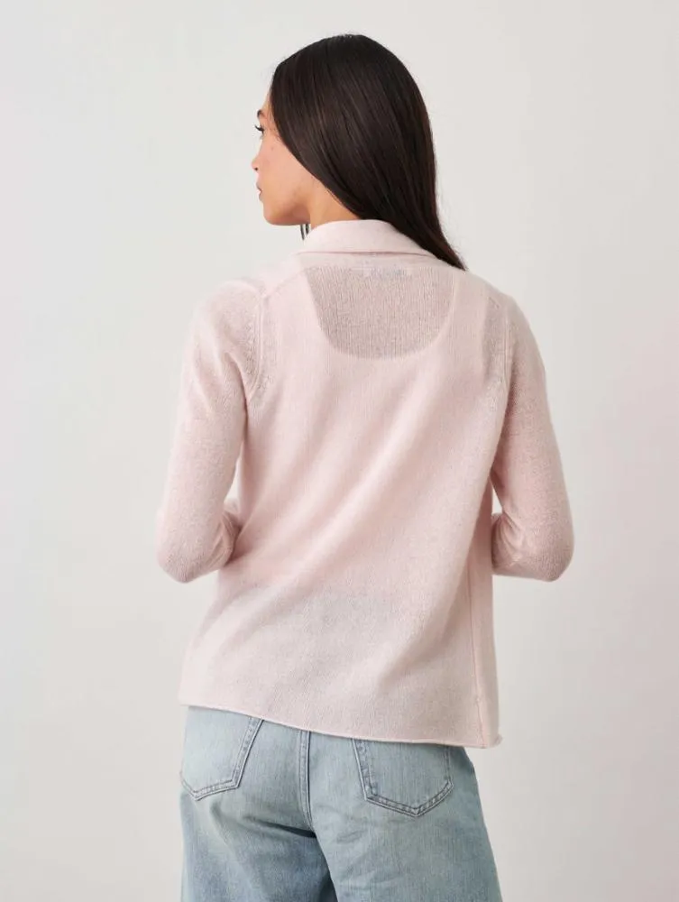 White   Warren - Cashmere Mini Trapeze Cardigan in Pink Sand