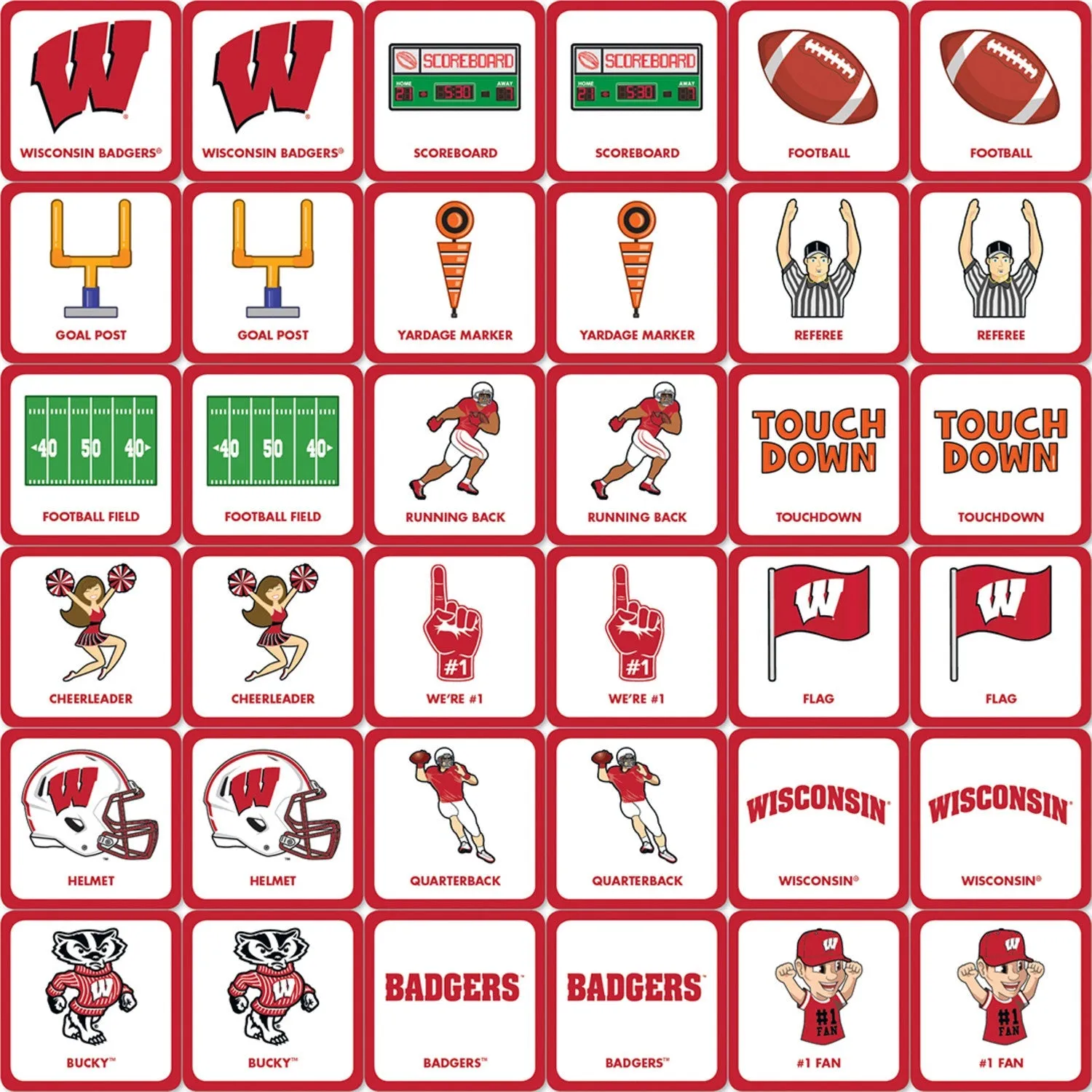 Wisconsin Badgers Matching Game