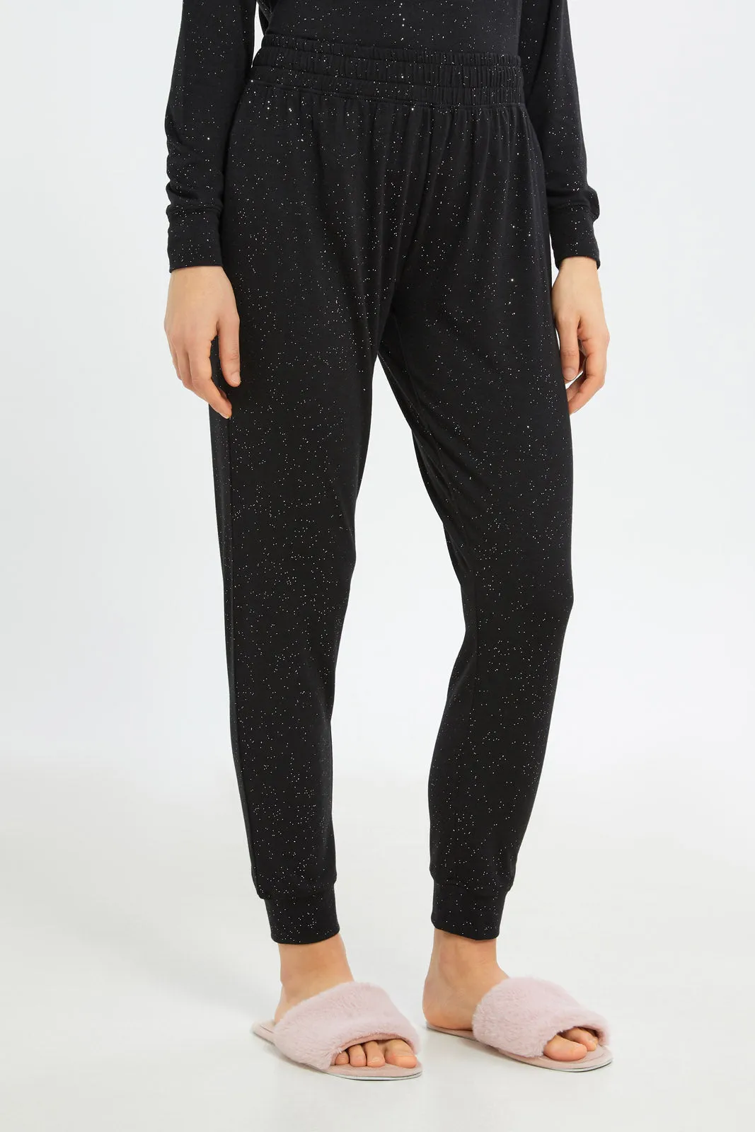 Women Black Long Sleeves Pyjama Set (2 Piece)