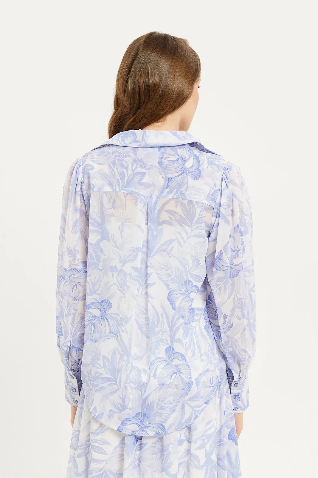 Women Blue Printed Shirt