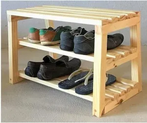 Wooden Handmade Solid Sheesham Wood Shoe Rack