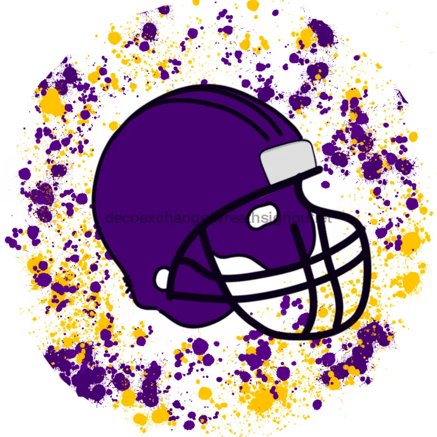 Wreath Sign, Football Sign, Purple and Gold Football, Sports SignMetal Sign DECOE-732, Sign For Wreath, 11.75" Metal Sign